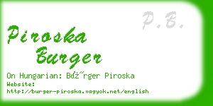 piroska burger business card